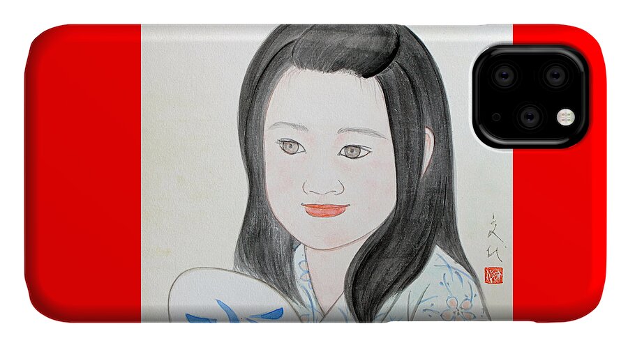Japanese iPhone 11 Case featuring the painting Jozen Mizu no Gotoshi by Fumiyo Yoshikawa