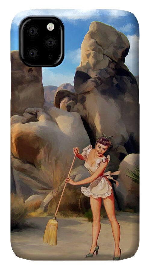 Woman iPhone 11 Case featuring the painting Keep it Clean by Snake Jagger