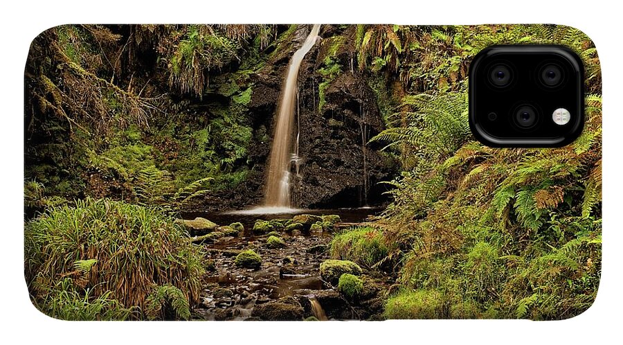Waterfall iPhone 11 Case featuring the photograph Kielder Forest Waterfall by Martyn Arnold