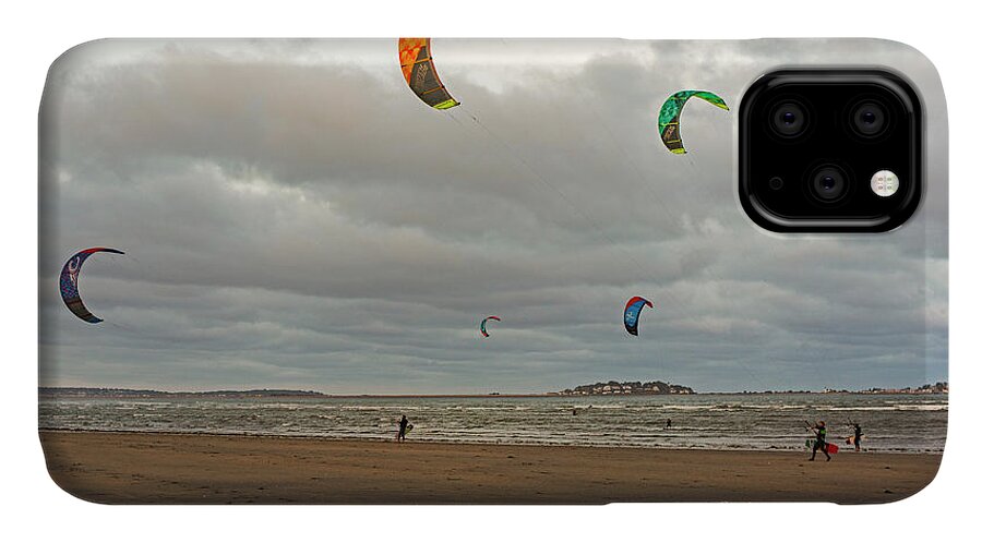 Revere iPhone 11 Case featuring the photograph Kitesurfing on Revere Beach by Toby McGuire