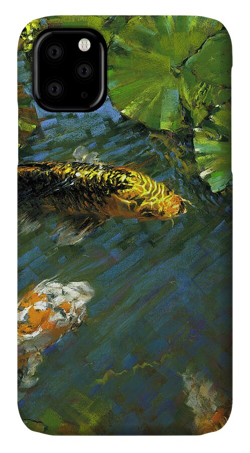 Mark Mille iPhone 11 Case featuring the painting Koi Pond by Mark Mille