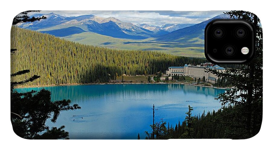 Lake Louise iPhone 11 Case featuring the photograph Lake Louise Chalet by Larry Ricker