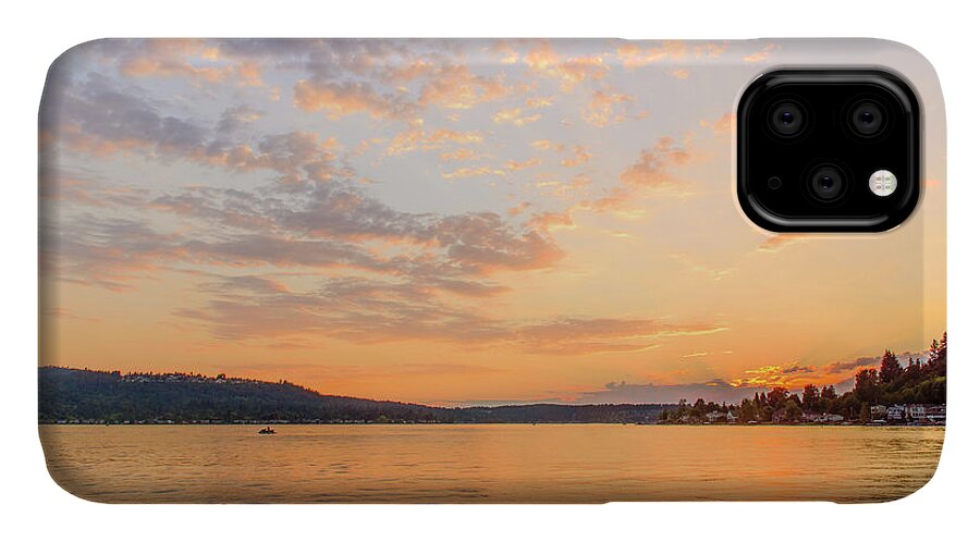 Lake iPhone 11 Case featuring the digital art Lake Sammamish by Michael Lee
