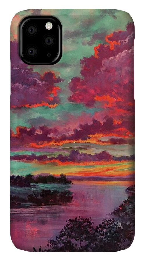 Legend iPhone 11 Case featuring the painting Legend of a Sunset 2 by Rand Burns