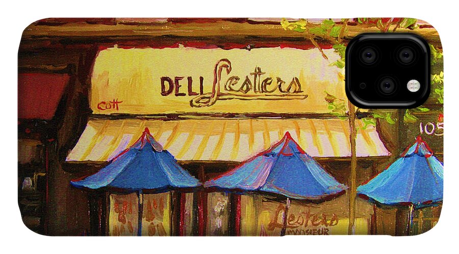 Lesters Deli iPhone 11 Case featuring the painting Lesters Cafe by Carole Spandau