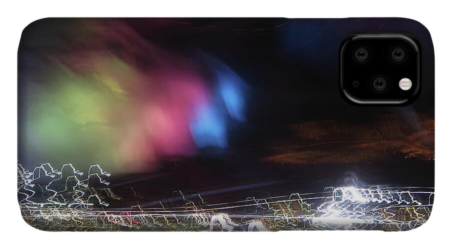 Light iPhone 11 Case featuring the photograph Light Paintings - No 1 - Lightning Squared by Kathy Corday