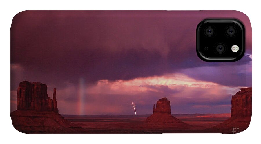 Lightning iPhone 11 Case featuring the photograph Lightning and Rainbow by Mark Jackson