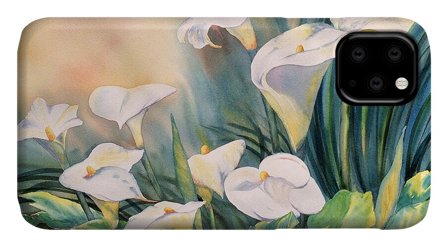 Lily iPhone 11 Case featuring the painting Lily Light by Tara Moorman