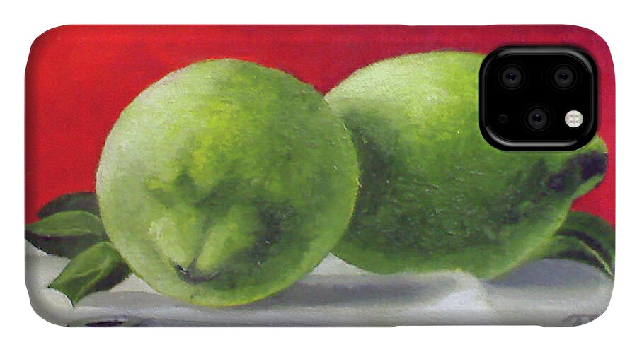  iPhone 11 Case featuring the painting Limes by Tim Johnson
