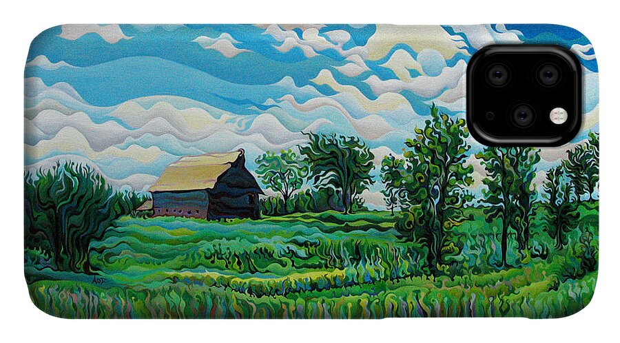 Field iPhone 11 Case featuring the painting Limitless Afternoon Dreams by Amy Ferrari