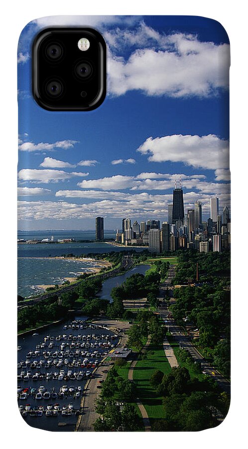 Photography iPhone 11 Case featuring the photograph Lincoln Park And Diversey Harbor by Panoramic Images