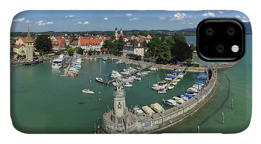 Lindau iPhone 11 Case featuring the photograph Lindau Bodensee Germany harbor panorama by Matthias Hauser