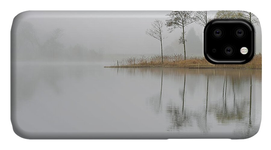 Loch Ard iPhone 11 Case featuring the photograph Loch Ard Misty Sunrise by Maria Gaellman