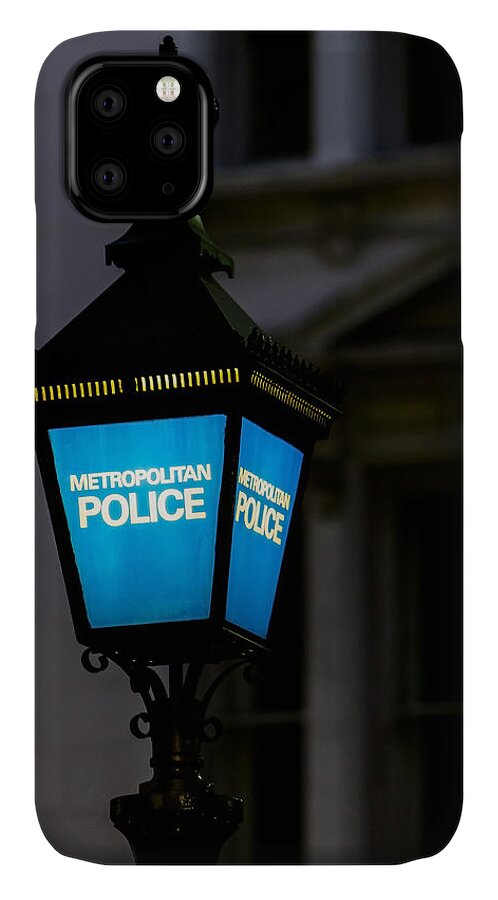 Police Lamp iPhone 11 Case featuring the photograph London Police Lamp by Andy Myatt