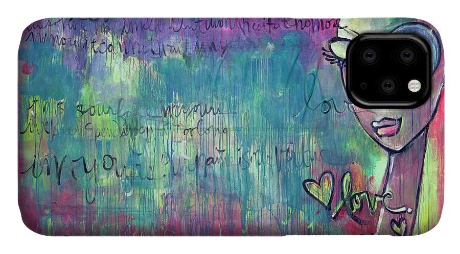 Love iPhone 11 Case featuring the painting LOVE painting by Laurie Maves ART