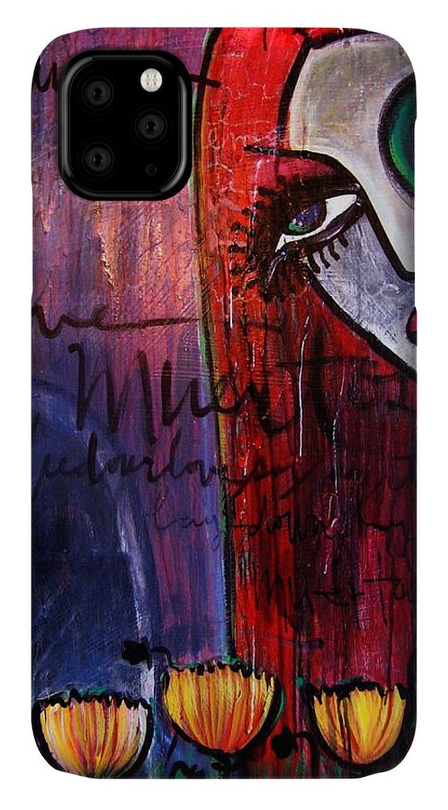 Luna iPhone 11 Case featuring the painting Luna our love muertos by Laurie Maves ART