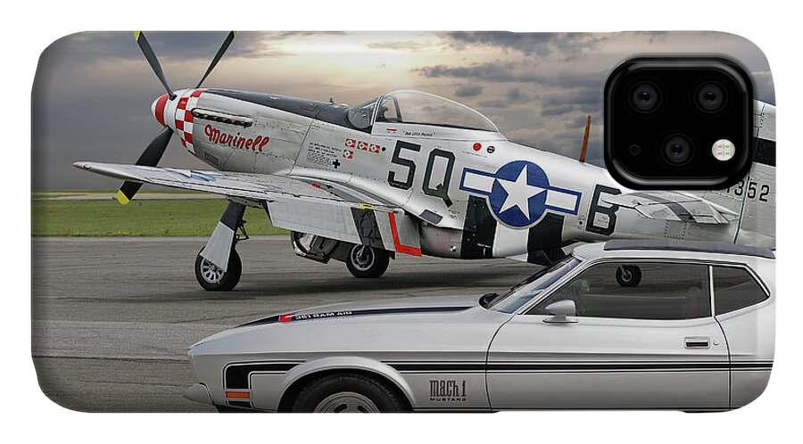 Ford Mustang iPhone 11 Case featuring the photograph Mach 1 Mustang with p51 by Gill Billington