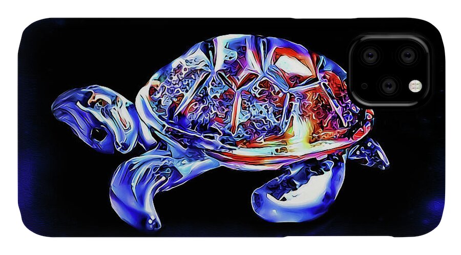 Magic Turtle iPhone 11 Case featuring the digital art Magic Turtle by Pennie McCracken