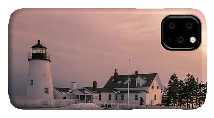 Maine iPhone 11 Case featuring the photograph Maine Pemaquid Lighthouse after Winter Snow Storm by Ranjay Mitra