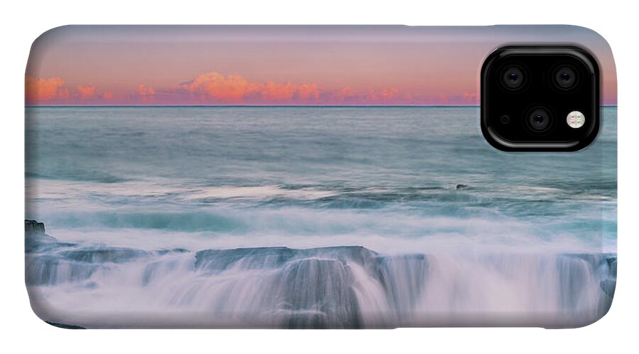 Maine iPhone 11 Case featuring the photograph Maine Rocky Coastal Sunset Panorama by Ranjay Mitra