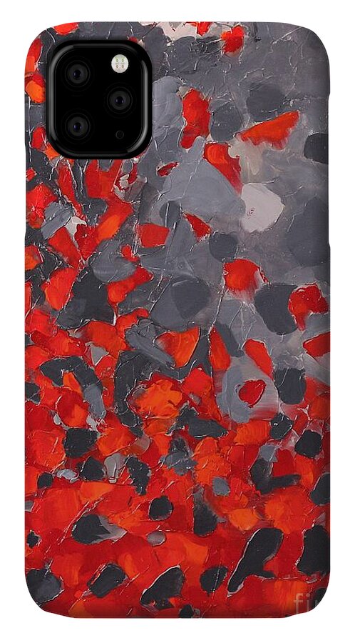 Red iPhone 11 Case featuring the painting Majestic by Preethi Mathialagan