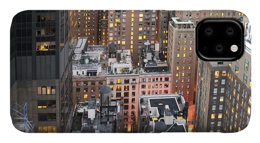 Skyline iPhone 11 Case featuring the photograph Manhattan at Dusk by Bob Slitzan