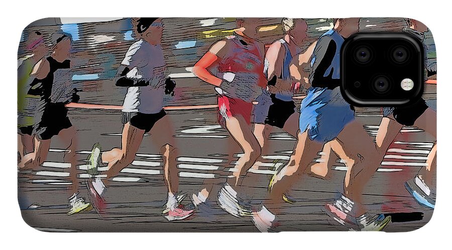 Clarence Holmes iPhone 11 Case featuring the photograph Marathon Runners II by Clarence Holmes
