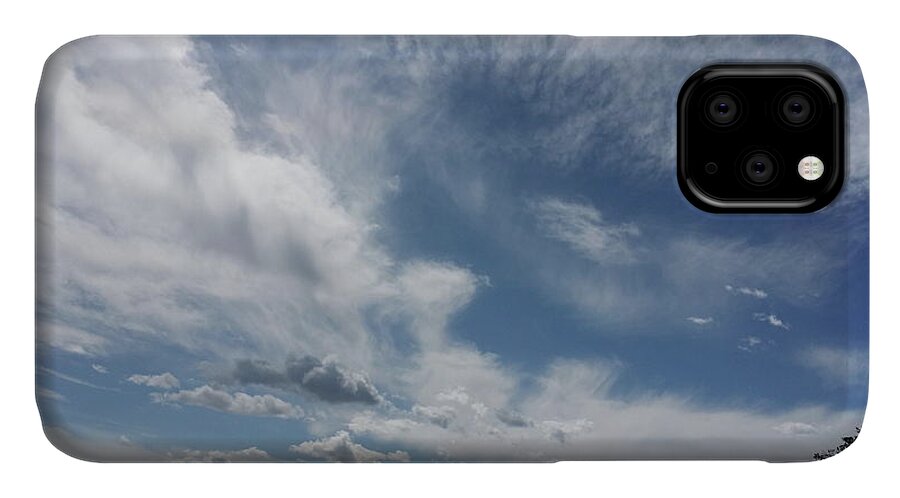 Blue Sky iPhone 11 Case featuring the photograph March Sky Longs Peak by Laura Davis