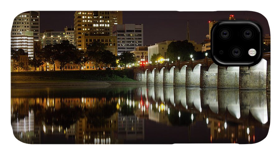 City iPhone 11 Case featuring the photograph Market Street Bridge Reflections by Shelley Neff