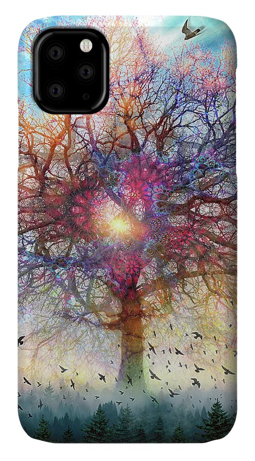  Tree Of Life iPhone 11 Case featuring the digital art Memory of a Tree by Leonard Rubins