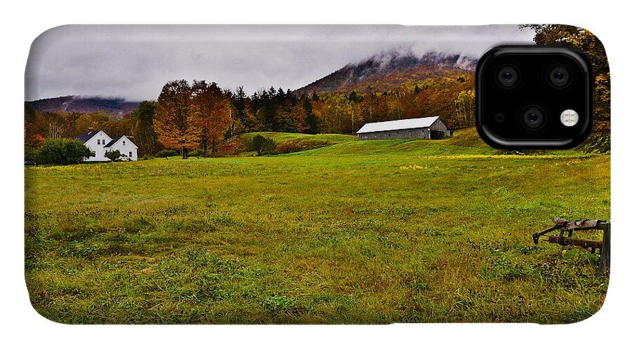 Wonalancet iPhone 11 Case featuring the photograph Misty Autumn at the Farm by Rockybranch Dreams