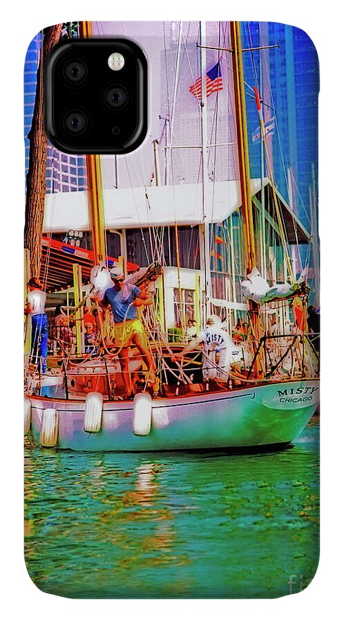 Misty iPhone 11 Case featuring the photograph Misty Chicago Chicago Yacht Club by Tom Jelen