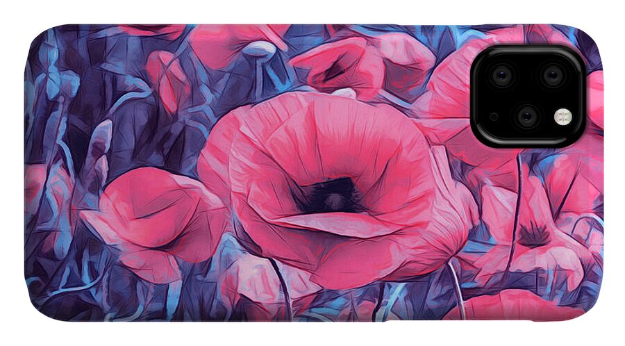 Photo iPhone 11 Case featuring the digital art Modern Poppies by Jutta Maria Pusl