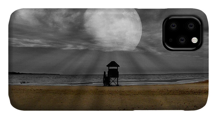 Selective Color iPhone 11 Case featuring the photograph Moon Beams by Ms Judi