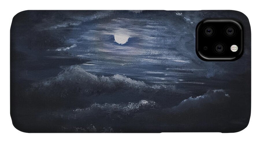 Moon iPhone 11 Case featuring the painting Moon in NC by Davend Dom