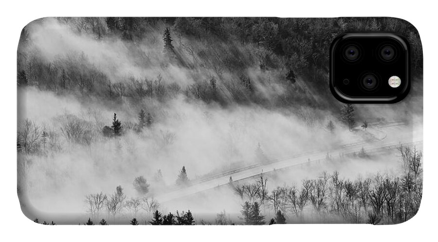 B&w iPhone 11 Case featuring the photograph Morning Fog by Ken Barrett