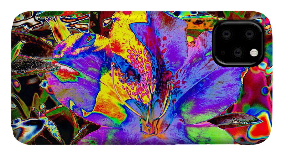 Flower iPhone 11 Case featuring the digital art Motley Bloom by Larry Beat