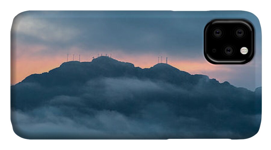 El Paso iPhone 11 Case featuring the photograph Mount Franklin Stormy Winter Sunset Pano by SR Green