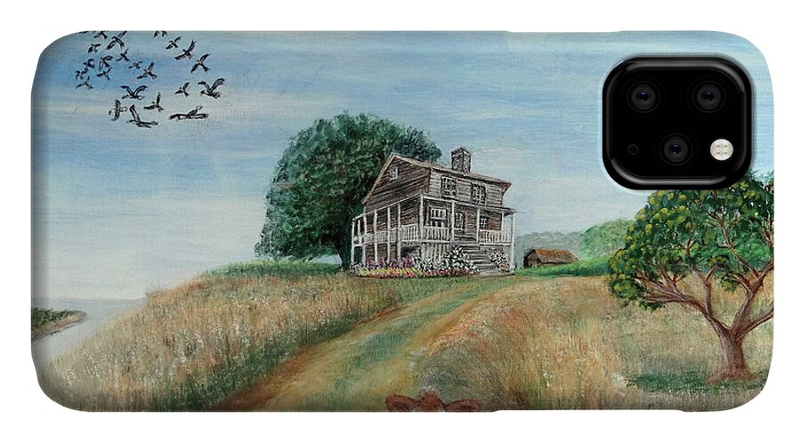 Landscape iPhone 11 Case featuring the painting Mount Hope Plantation by Lyric Lucas