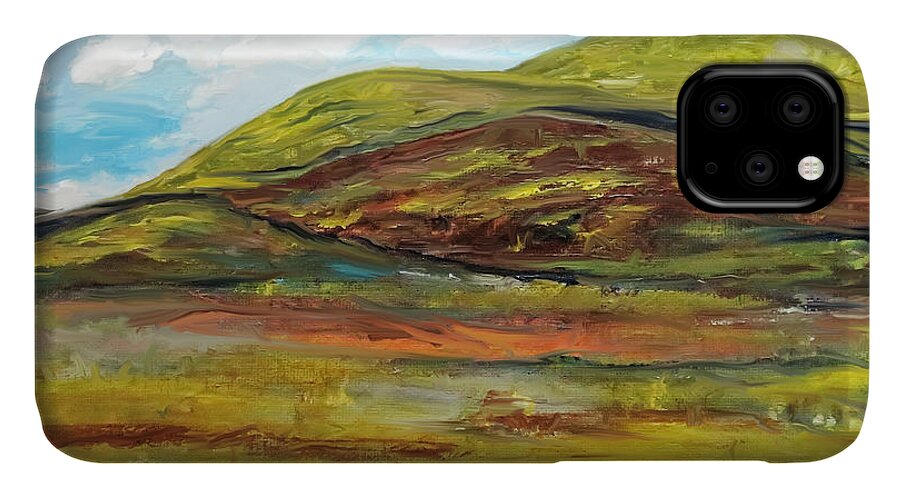 Mountains Cape Painting iPhone 11 Case featuring the digital art Mountaiscape 2 by Reina Resto
