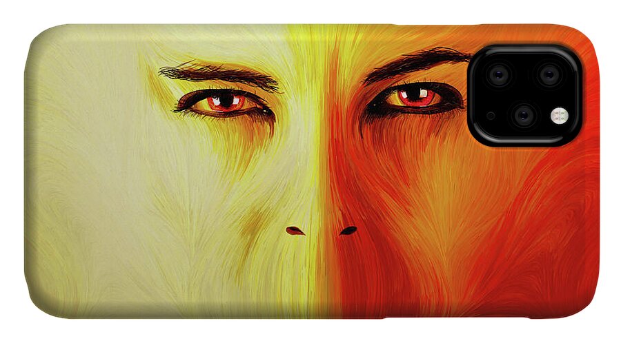 Eyes iPhone 11 Case featuring the digital art Mouthless by Matthew Lindley