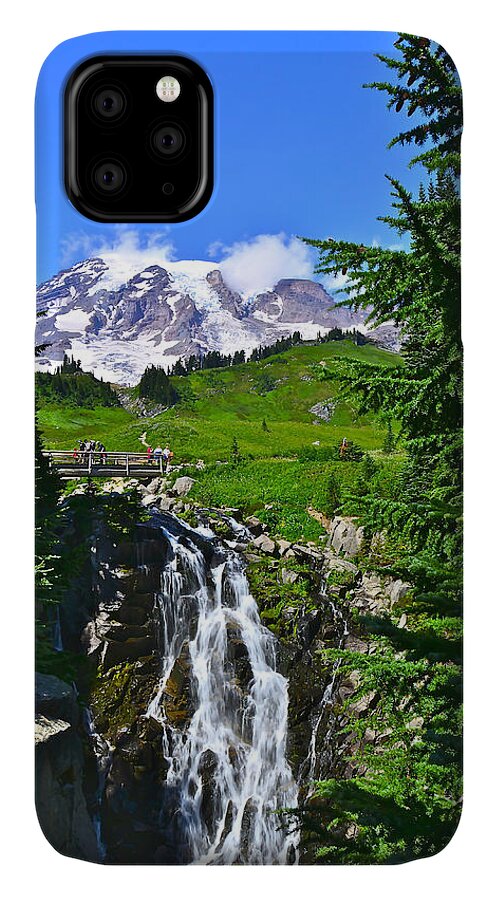 Mt. Rainier National Park iPhone 11 Case featuring the photograph Mt. Rainier from Myrtle Falls by Don Mercer