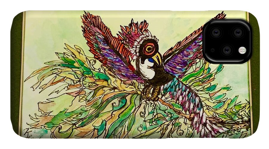 Narcissistic iPhone 11 Case featuring the painting Narcissistic Bird by Kenlynn Schroeder