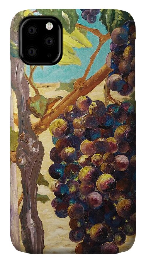 Vineyards iPhone 11 Case featuring the painting Nature's abundance by Ray Khalife