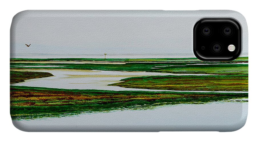Nauset iPhone 11 Case featuring the painting Nauset Osprey by Paul Gaj