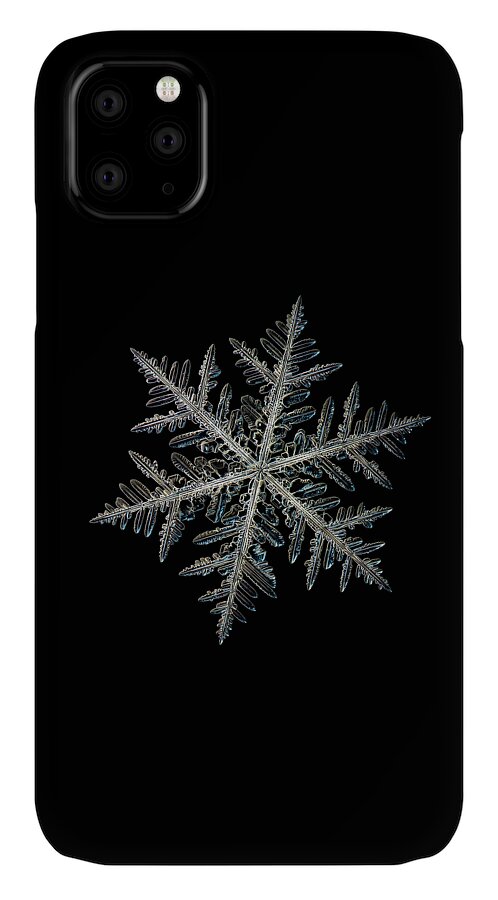 Snowflake iPhone 11 Case featuring the photograph Neon, black version by Alexey Kljatov