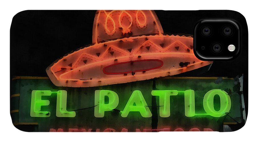 Neon iPhone 11 Case featuring the painting Neon Sign Series Mexican Food Austin Texas by Edward Fielding