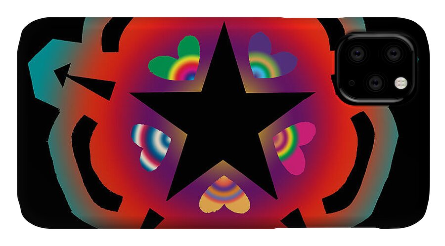 Pentacle iPhone 11 Case featuring the digital art New Star 6 by Eric Edelman