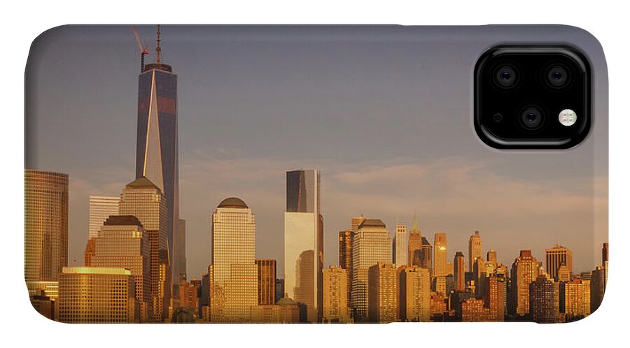 New World Trade Memorial Center iPhone 11 Case featuring the photograph New World Trade Memorial Center and New York City Skyline Panorama by Ranjay Mitra