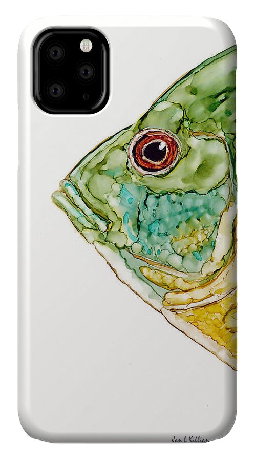 Woolyfrog iPhone 11 Case featuring the painting Not in Your Pan by Jan Killian